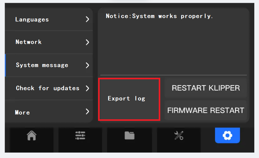 Export log from printer