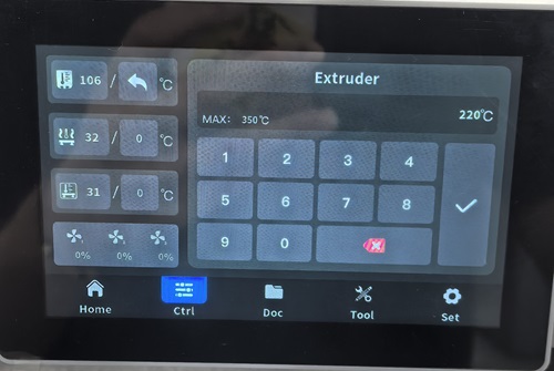Set nozzle temperature