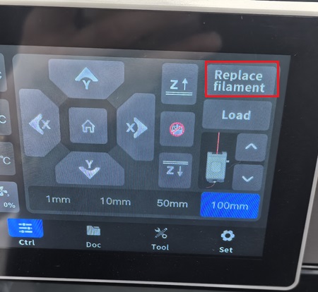 Replace Filament button