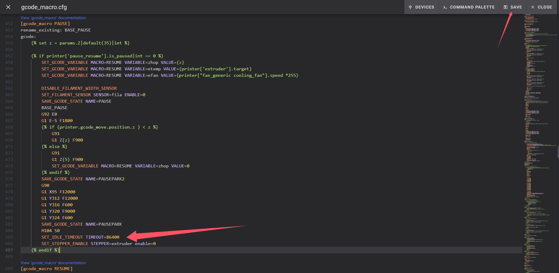 Pause timeout configuration